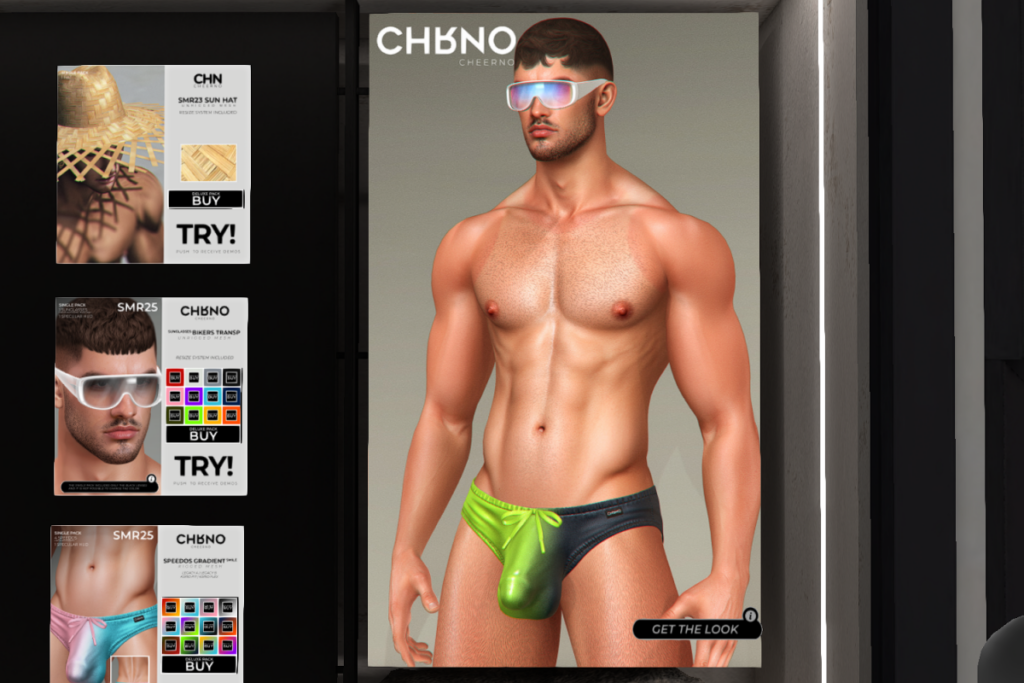 SMR25 Speedos - Kario Fit+Flex/Legacy/+mods, L$248each/L$1688 FP | Sunglasses Biker, L$203 each/L$1688 FP | Sunhat, L$225