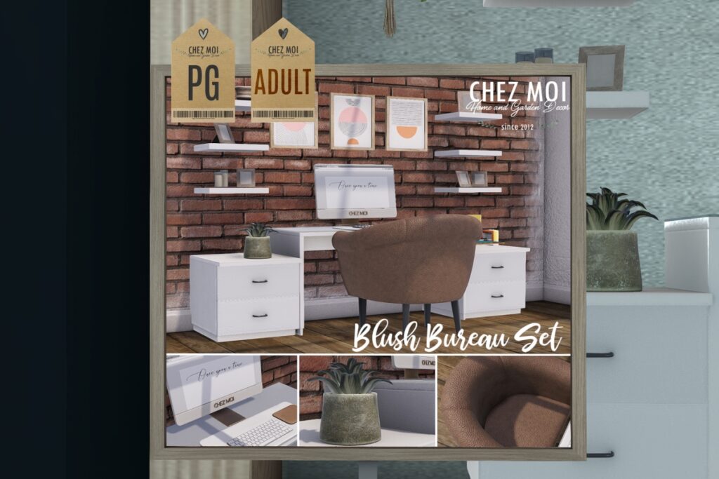 Blush Bureau Decor Set, L$440 PG/L$600 Adult