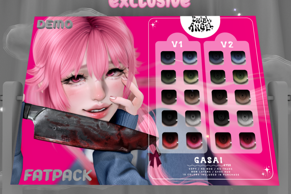 Gasai Eyes - BOM/EvoX, L$350 each/L$600 FP