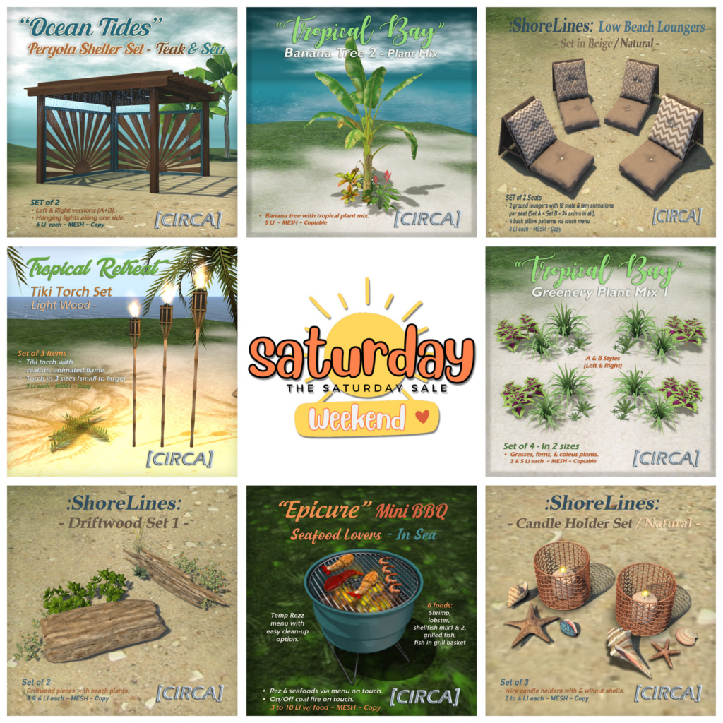 Beach Decor Sets	&lt;a href=&quot;http://maps.secondlife.com/secondlife/Solaria%20Isle/77/135/24&quot; target=&quot;_blank&quot;&gt;Teleport&lt;/a&gt;