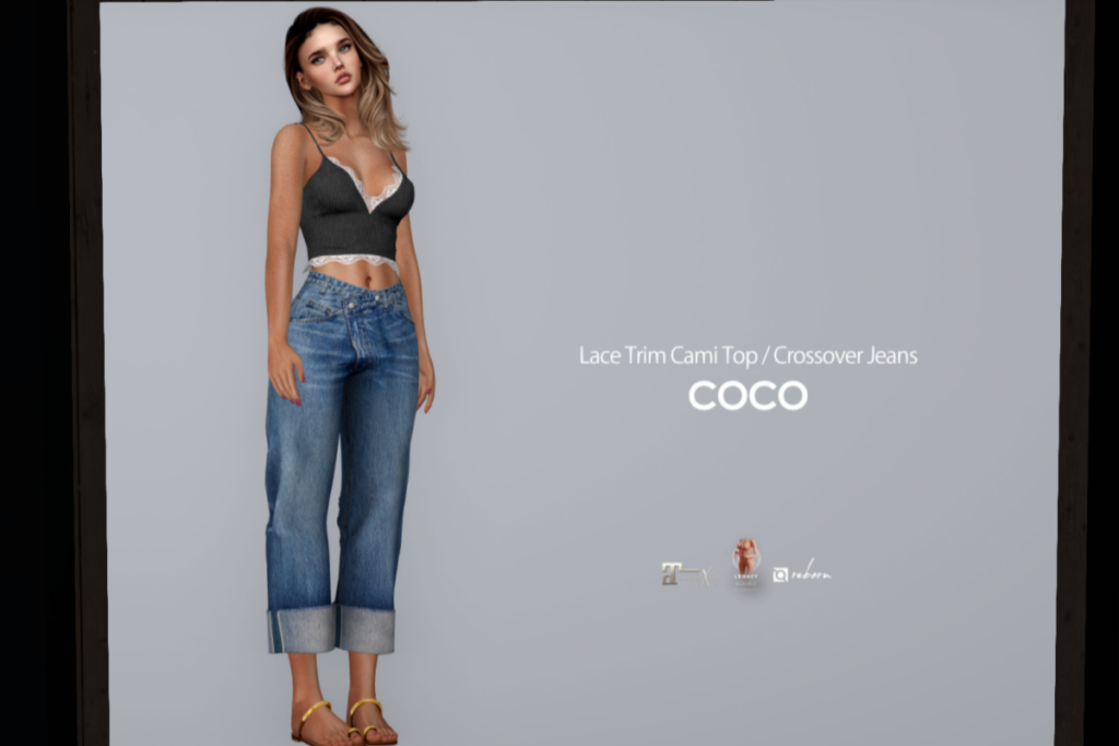 Lace Trim Cami Top &amp; Crossover Jeans - legacy/MaitreyaX/Reborn, L$200-L$250 each/L$799-L$1099 each FP