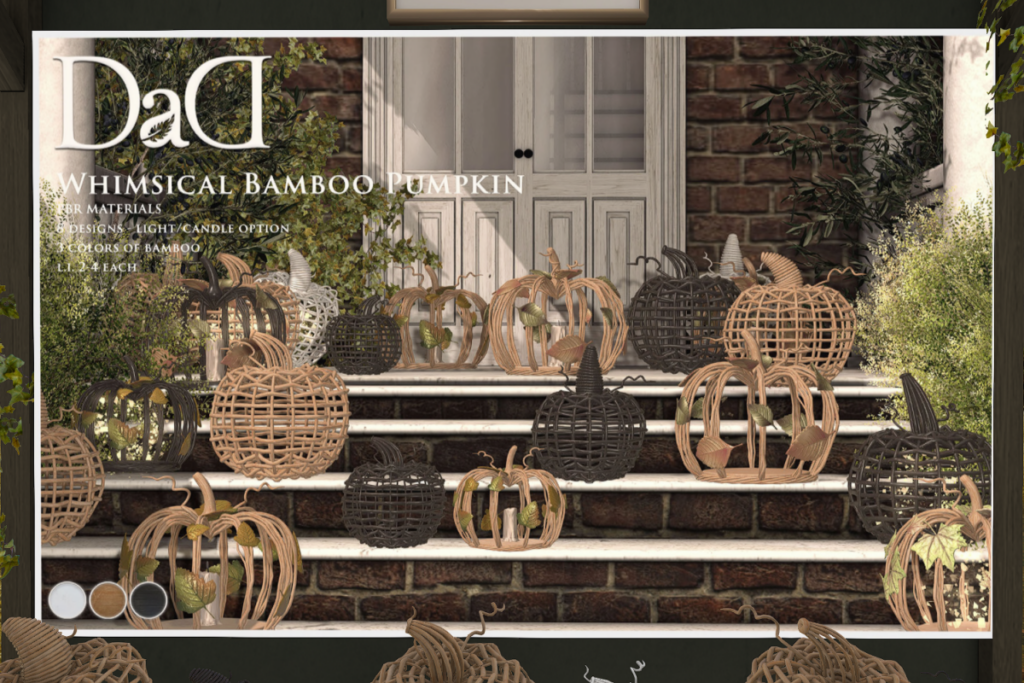 Whimsical Bamboo Pumpkin, L$120-L$180 each/L$780 FP