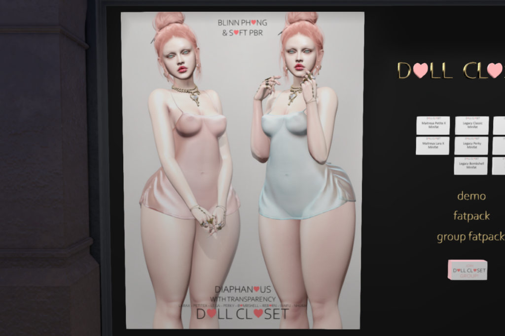 Diaphanous Dress - Legacy/MaitreyaX/Nhumana/Reborn/+mods, L$699 each/L$1999 FP