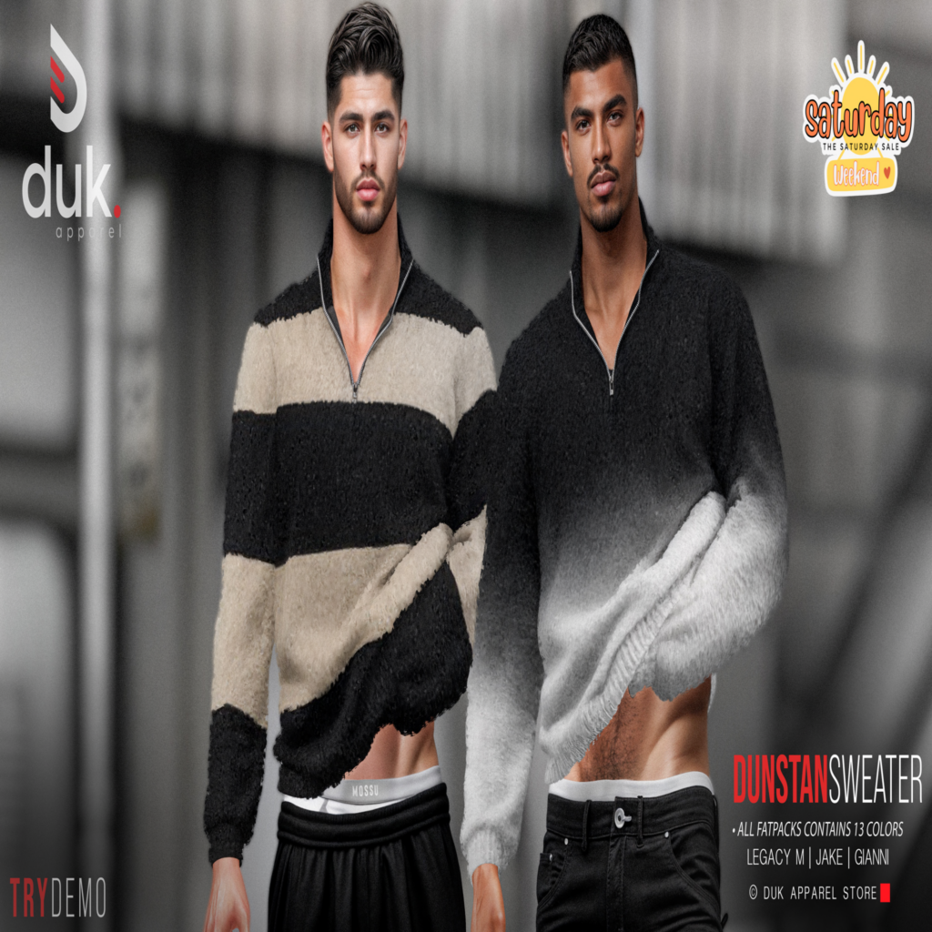 Dunstan Sweater - Gianni/Jake/Legacy	&lt;a href=&quot;http://maps.secondlife.com/secondlife/Heartbreak/139/143/94&quot; target=&quot;_blank&quot;&gt;Teleport&lt;/a&gt;