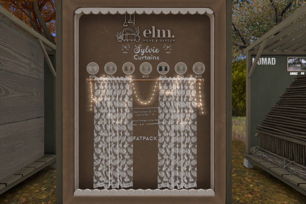Slyvie Curtains, L$149 each/L$699 FP