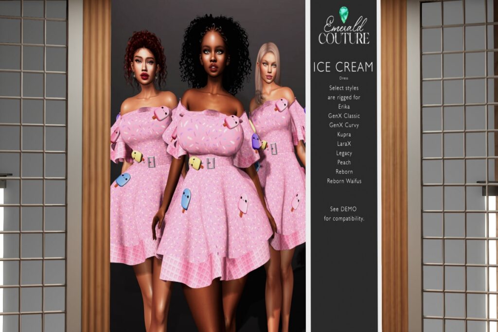 Ice Cream Dress - Erika/GenX/Inithium/Legacy/MaitreyaX/Peach/Reborn/+mods, L$199 each
