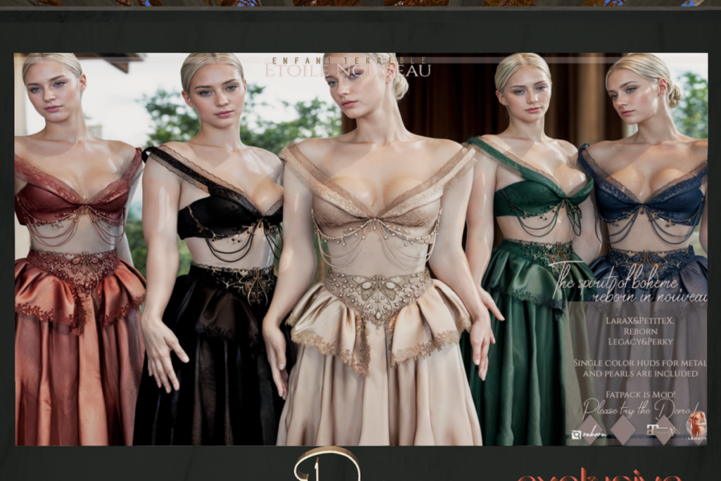 Etoile Nouveau Top and Skirt - Legacy/MaitreyaX/Reborn, L$225-L$235 each/L$1199-L$1299 each FP