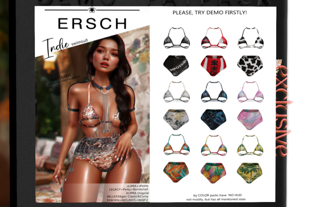 Indie Swimsuit - GenX/Inithium/Legacy/MaitreyaX/Reborn/+mods, L$249 each/L$999 FP