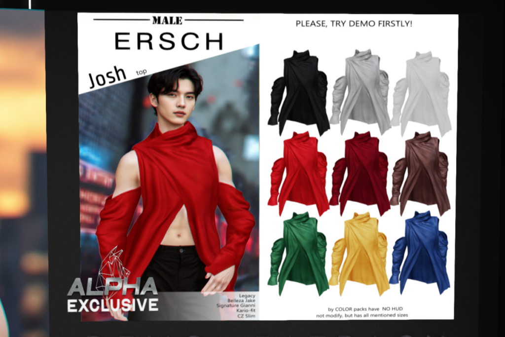 Josh Top Plain - CZ Slim/Gianni/Jake/Inithium/Legacy, L$249 each/L$999 FP