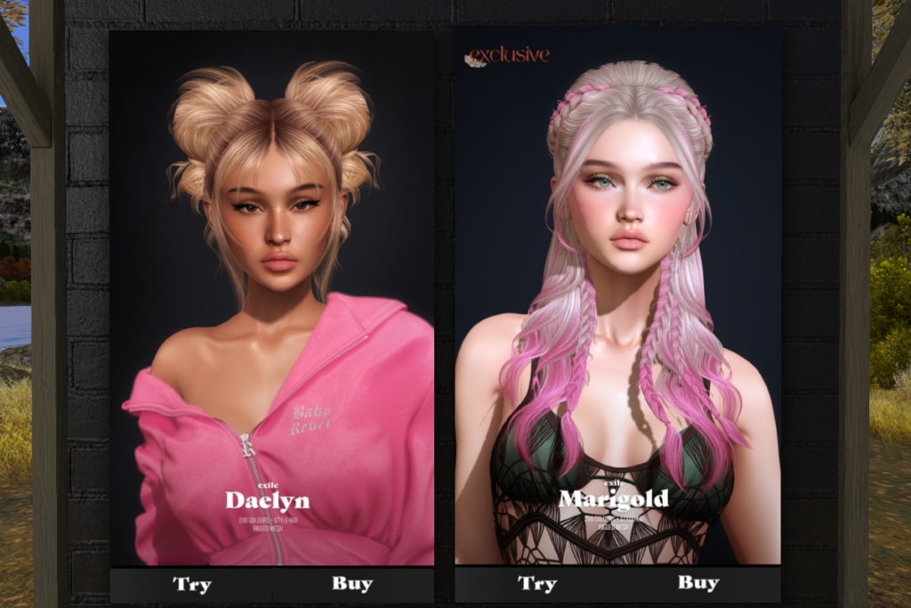 Daelyn and Marigold Hair, L$390 each