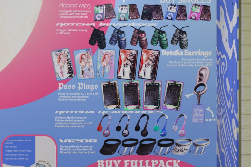 Notcha Accessories - see ad for fits, L$50 each/L$1000 FP