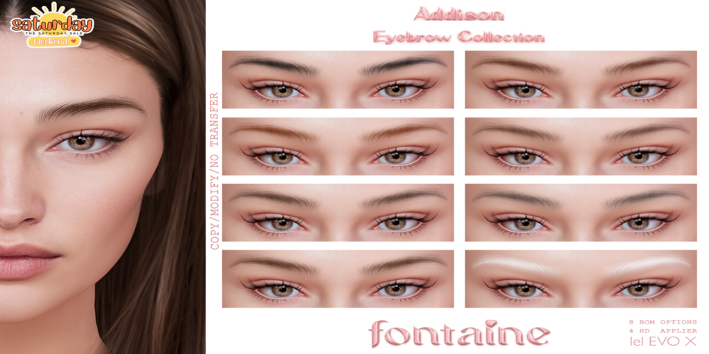 Addison Eyebrows - EvoX	&lt;a href=&quot;https://maps.secondlife.com/secondlife/VELOUR/66/140/83&quot; target=&quot;_blank&quot;&gt;Teleport&lt;/a&gt;