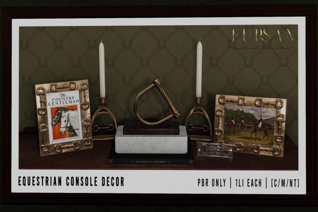 Equestrian Console Decor, L$50 each/L$125 FP