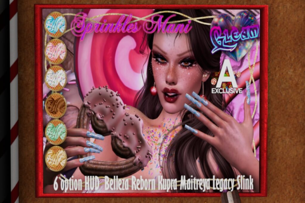 Sprinkles Mani Mesh Nails - BellezaOG/Inithium/Legacy/Maitreya/Reborn/Slink, L$199 FP
