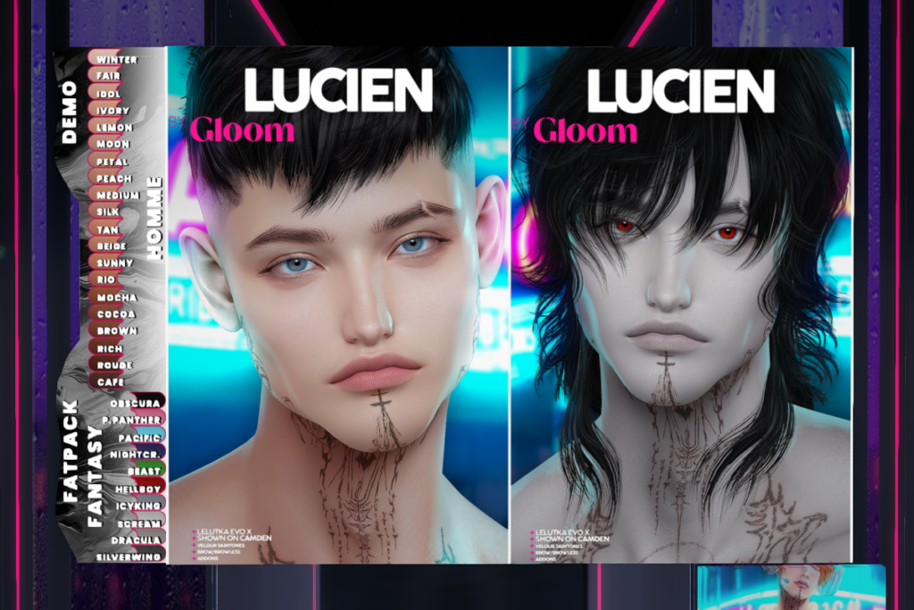 Lucien Skin - EvoX, L$690 each/L$1200 FP