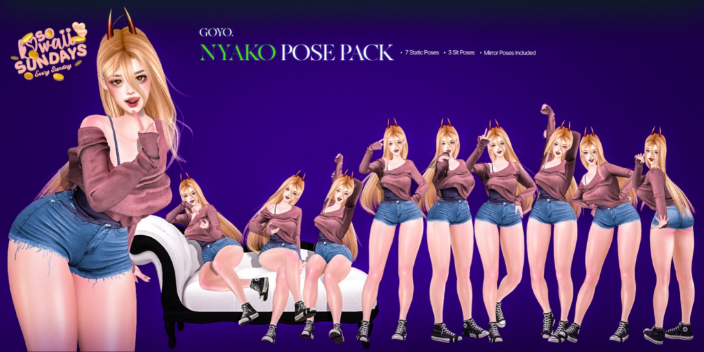 Nyako Poses	&lt;a href=&quot;http://maps.secondlife.com/secondlife/Dear/19/131/753&quot; target=&quot;_blank&quot;&gt;Teleport&lt;/a&gt;