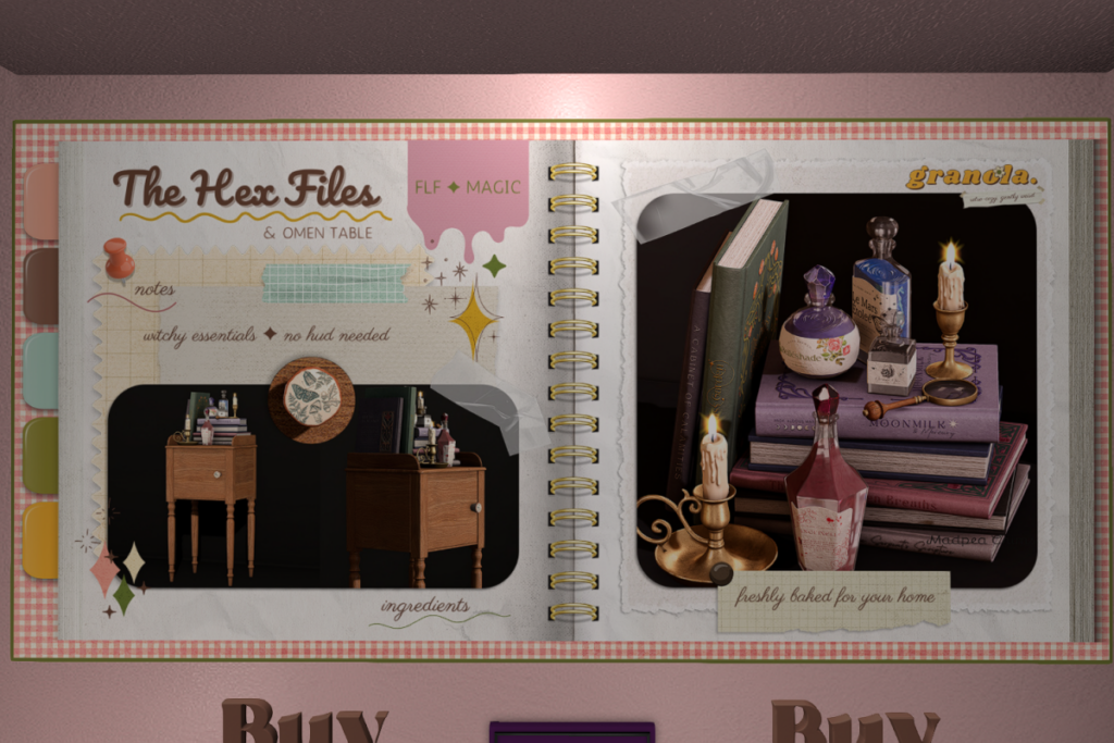 The Hex Files &amp; Omen Table	&lt;a href=&quot;http://maps.secondlife.com/secondlife/Granola/77/121/35&quot; target=&quot;_blank&quot;&gt;Teleport&lt;/a&gt;
