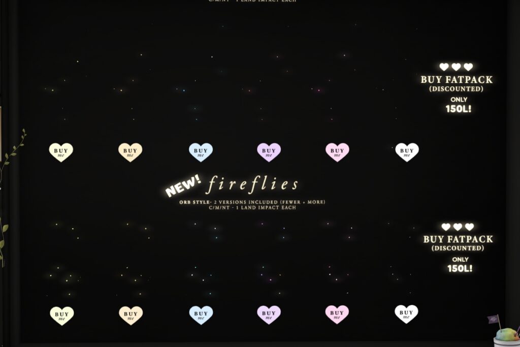 Fireflies Animated Decor, L$50 each/L$150 FP