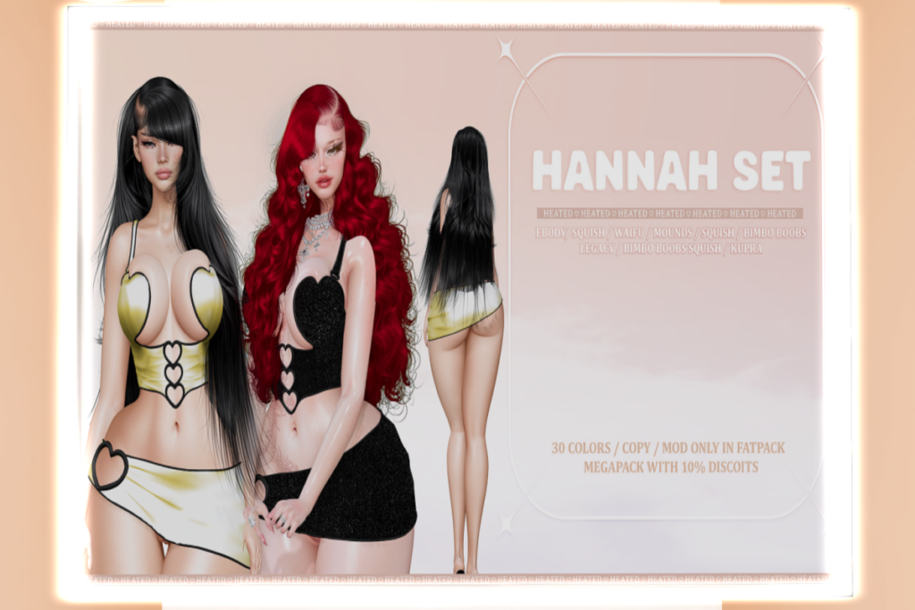 Hannah Set - Inithium/Legacy/Reborn/+mods, L$250 each/L$1250 FP