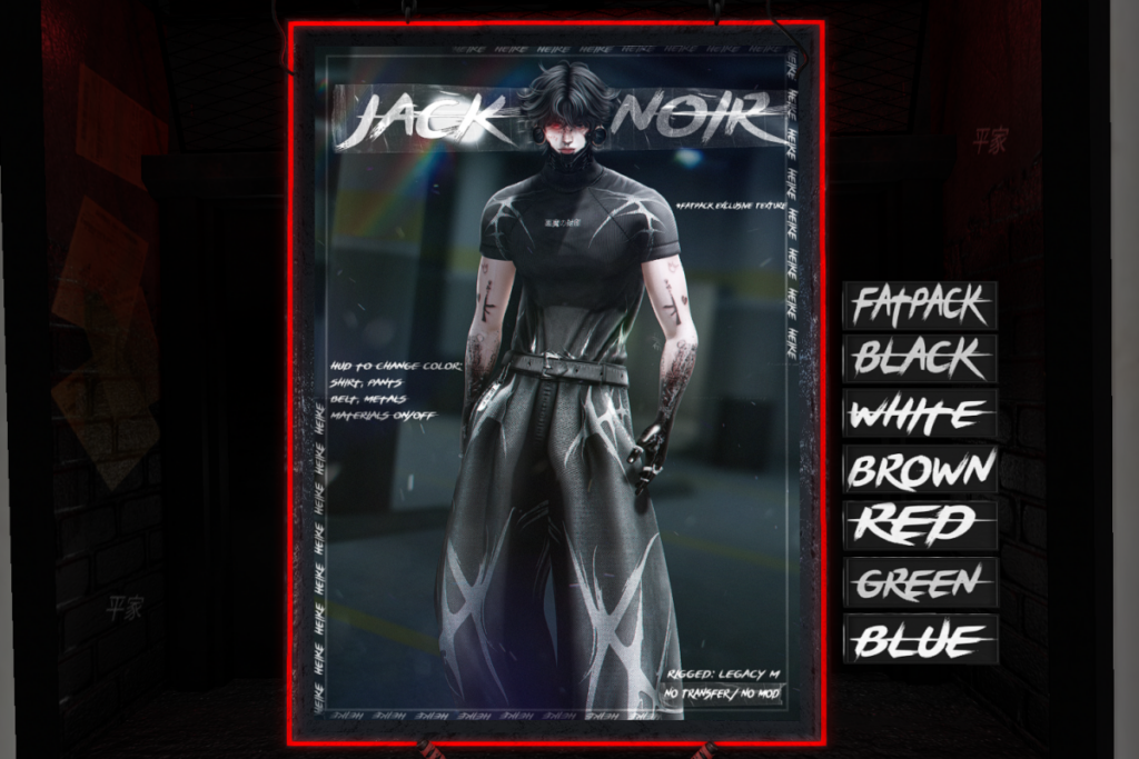 Jack Noir Outfit - Legacy, L$399 each/L$1250 FP