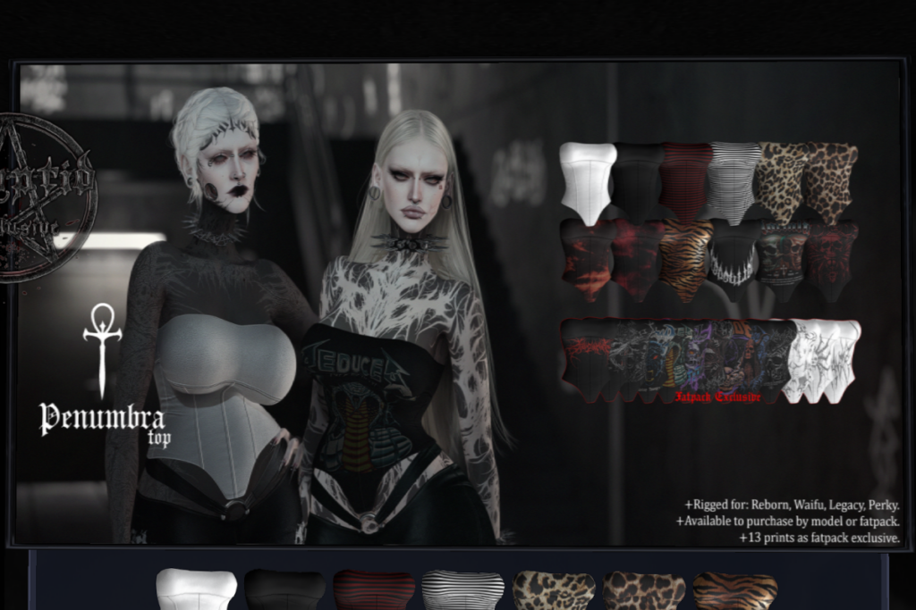 Penumbra Top - Legacy/Reborn/+mods, L$350 each/L$1620 FP | Penumbra MegaPack, L$2250