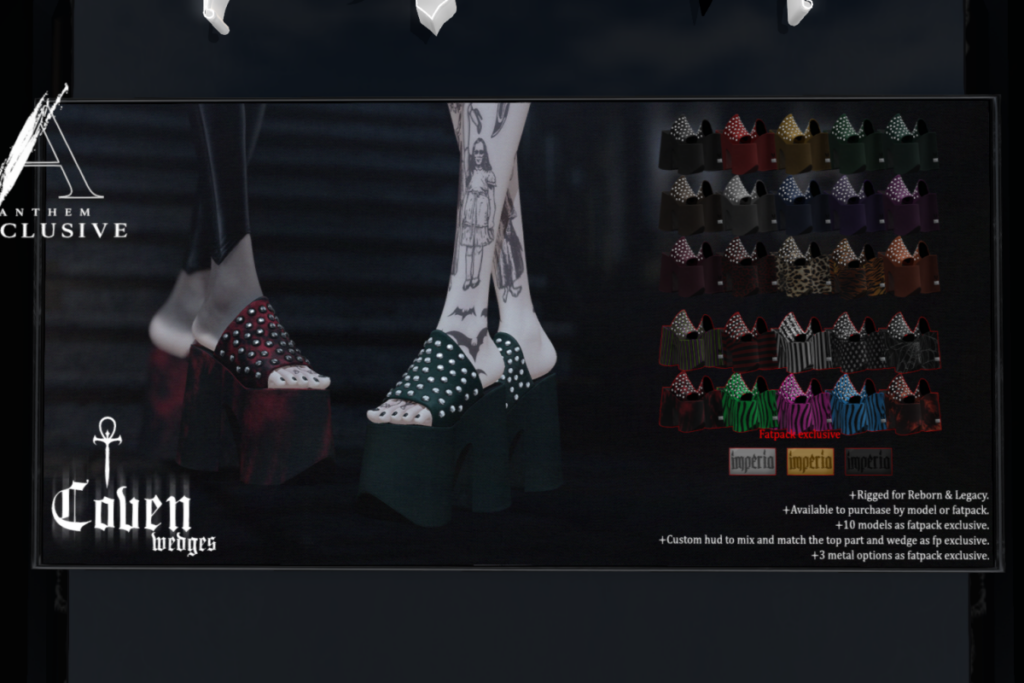 Coven Wedges - Legacy/Reborn, L$350 each/L$1620 FP