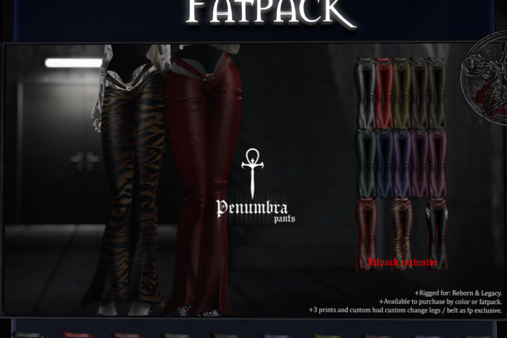 Penumbra Pants - Legacy/Reborn, L$300 each/L$1620 | Penumbra MegaPack, L$2250