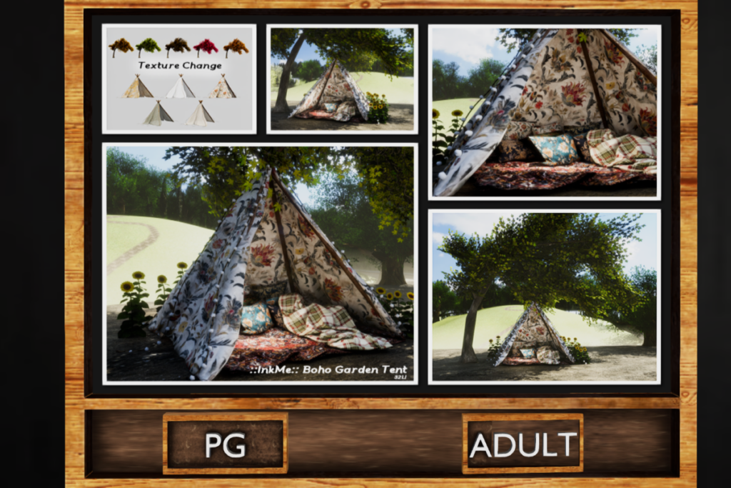 Boho Garden Tent, L$240-L$290 each