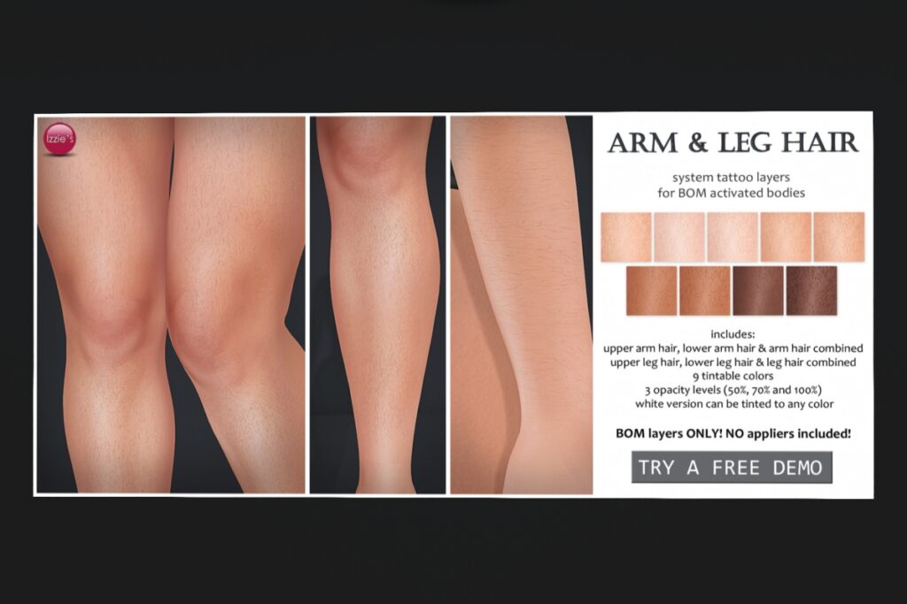 Arm &amp; Leg Hair Tattoo, L$50 FP