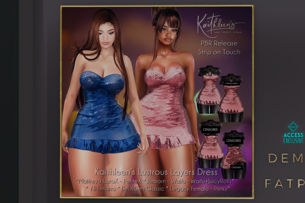 Lustrous Layers Dress - GenX/Legacy/MaitreyaX/Nhumana/Reborn/+mods, L$299 each/L$1599 FP