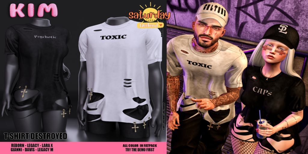Destroyed T-shirt - Davis/Gianni/Legacy M+F/MaitreyaX/Reborn	&lt;a href=&quot;http://maps.secondlife.com/secondlife/Embrace%20the%20Ocean/244/186/21&quot; target=&quot;_blank&quot;&gt;Teleport&lt;/a&gt;