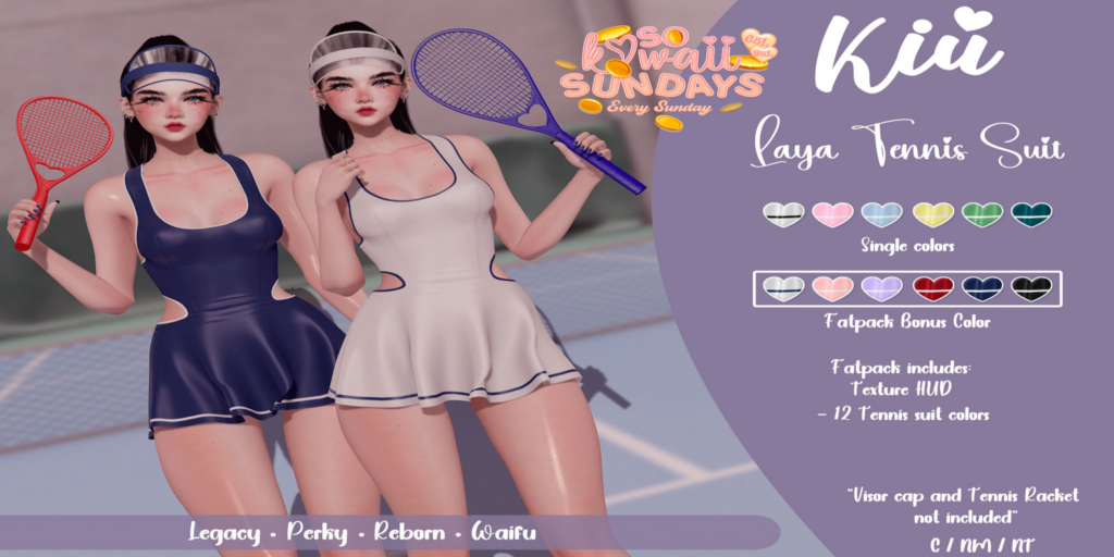 Laya Tennis Suit - Legacy/Reborn/+mods	&lt;a href=&quot;http://maps.secondlife.com/secondlife/Berwick%20Land/47/97/988&quot; target=&quot;_blank&quot;&gt;Teleport&lt;/a&gt;