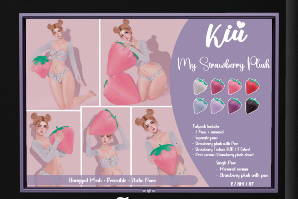 My Strawberry Plush w/Poses, L$125 each/L$500 FP