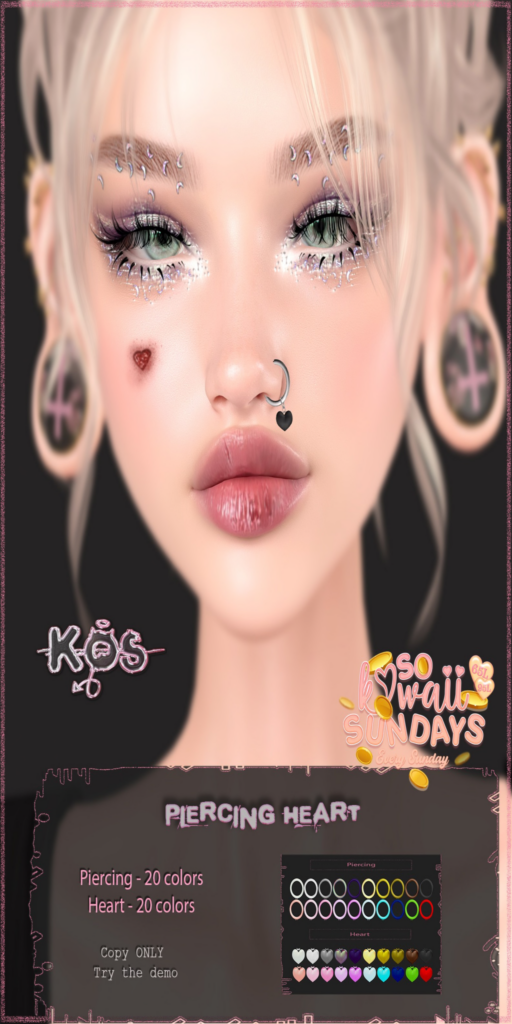 Heart Piercing	&lt;a href=&quot;http://maps.secondlife.com/secondlife/Honey%20Island/98/103/2497&quot; target=&quot;_blank&quot;&gt;Teleport&lt;/a&gt;