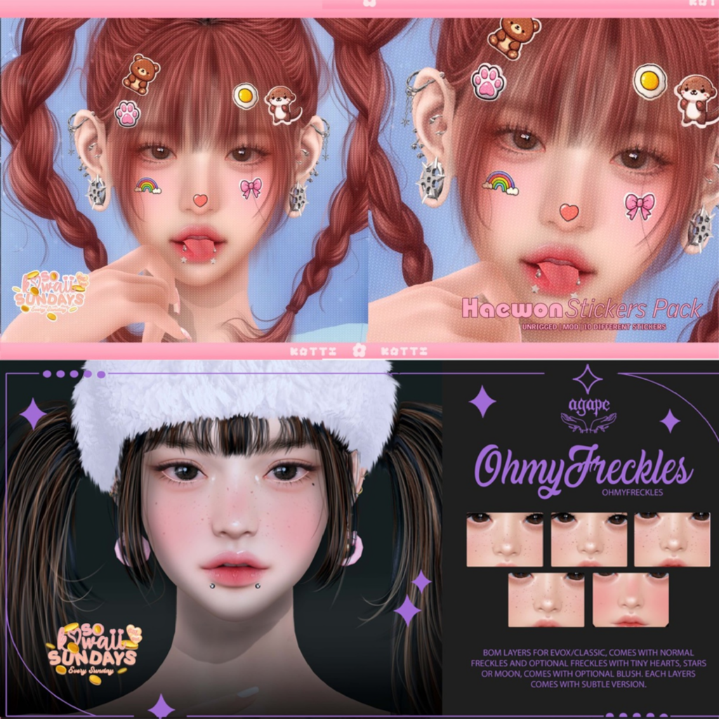 Haewon Stickers Accessory | Ohmy Freckles - Evo/EvoX	&lt;a href=&quot;http://maps.secondlife.com/secondlife/Dark%20Desires/243/201/25&quot; target=&quot;_blank&quot;&gt;Teleport&lt;/a&gt;