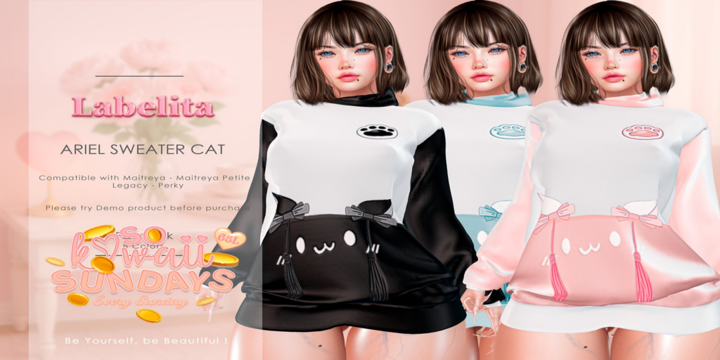 Ariel Sweater Cat - Legacy/Maitreya/+mods	&lt;a href=&quot;http://maps.secondlife.com/secondlife/LIVE%20LOVE/102/192/21&quot; target=&quot;_blank&quot;&gt;Teleport&lt;/a&gt;