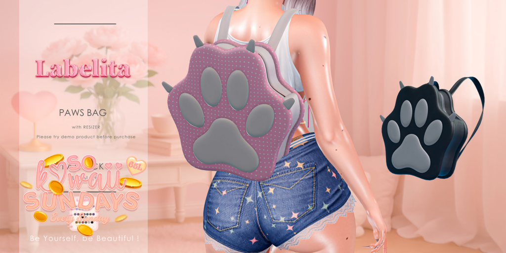 Paws Bag	&lt;a href=&quot;http://maps.secondlife.com/secondlife/LIVE%20LOVE/102/192/21&quot; target=&quot;_blank&quot;&gt;Teleport&lt;/a&gt;
