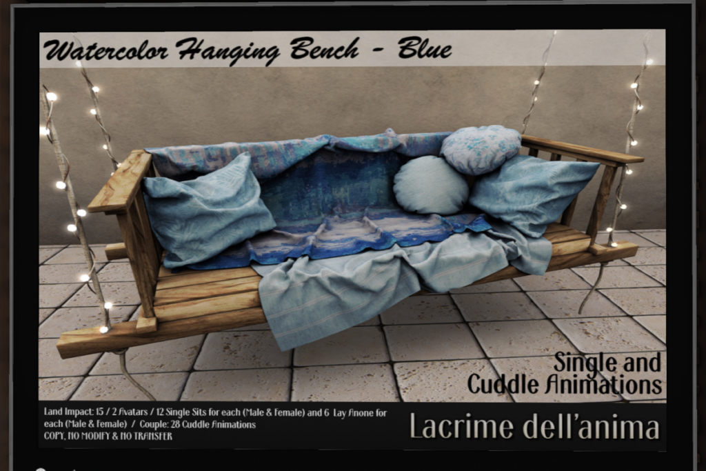 Watercolor Hanging Blue Bench, L$300
