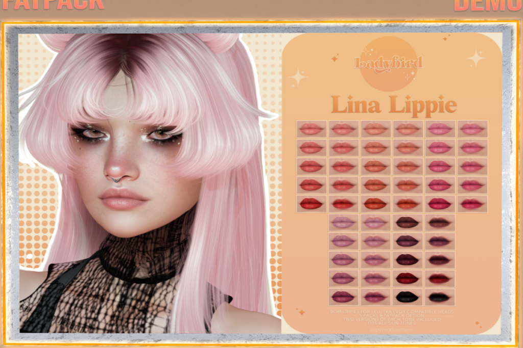 Lina Lippie - EvoX, L$199 each/L$450 FP