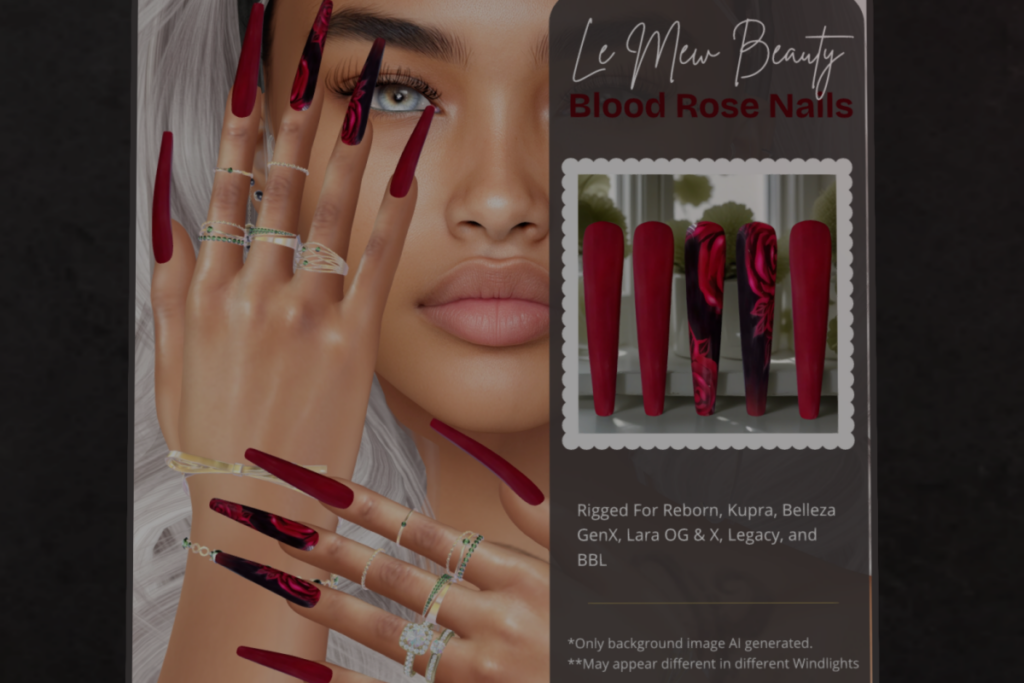 Blood Rose Nails - GenX/inithium/Legacy/Maitreya/Reborn/Yentements/+mods, L$199