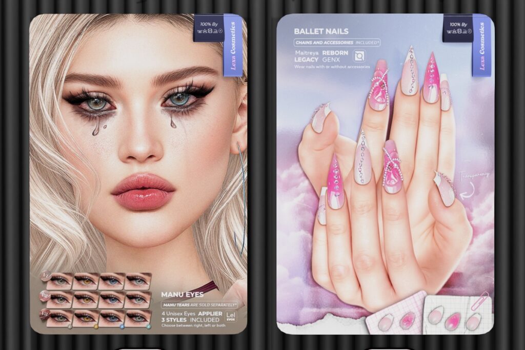 Manu Eyes - EvoX, L$199 FP | Ballet Mesh Nails - GenX/Legacy/Maitreya/Reborn, L$199 FP