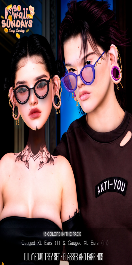 Trey Set Accessories - Swallow Gauged XL M+F	&lt;a href=&quot;http://maps.secondlife.com/secondlife/Crystal%20Isle/128/135/60&quot; target=&quot;_blank&quot;&gt;Teleport&lt;/a&gt;