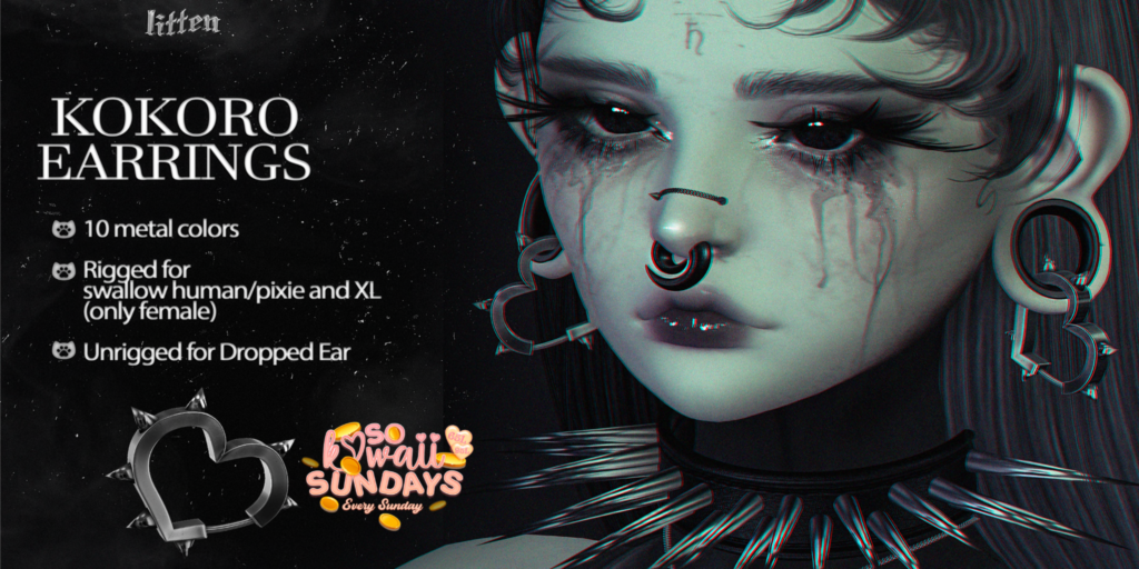 Kokoro Earrings - Swallow Gauged XL F Human+Pixie	&lt;a href=&quot;http://maps.secondlife.com/secondlife/Tomoeda/86/145/27&quot; target=&quot;_blank&quot;&gt;Teleport&lt;/a&gt;