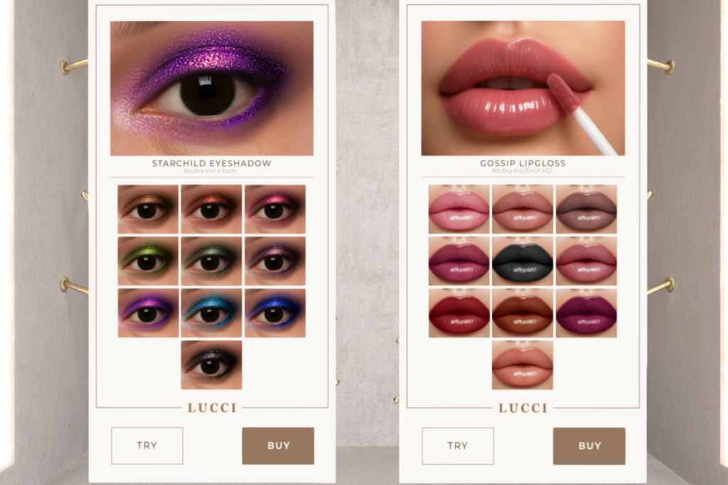 Starchild Eyeshadow &amp; Gossip Lipgloss - EvoX, L$199 each