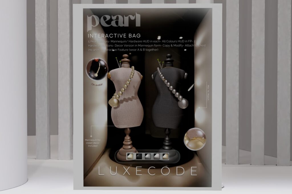 Pearl Interactive Bag &amp; Decor, L$399 each/L$1299 FP