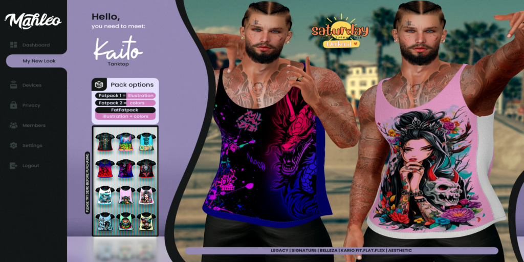 Kaito Tank Top - Aesthetic/Gianni/Jake/Kario Fit+Flat+Flex/Legacy	&lt;a href=&quot;http://maps.secondlife.com/secondlife/Vardor/78/195/22&quot; target=&quot;_blank&quot;&gt;Teleport&lt;/a&gt;