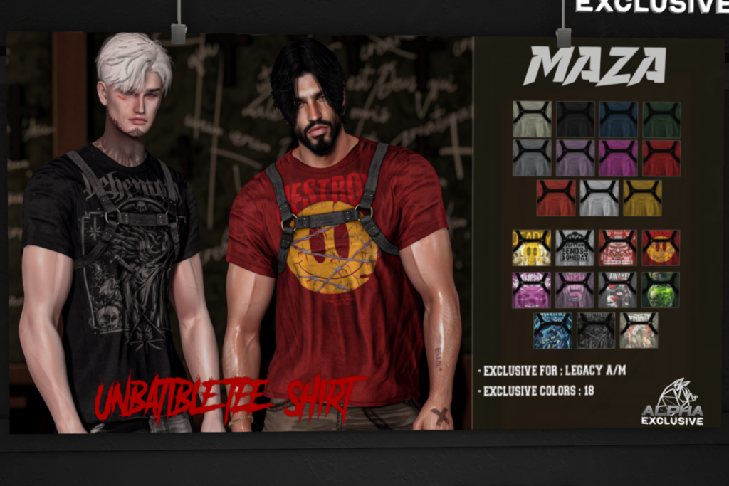 Unbeatable Shirt - Legacy/+mods, L$349 each/L$1998 FP