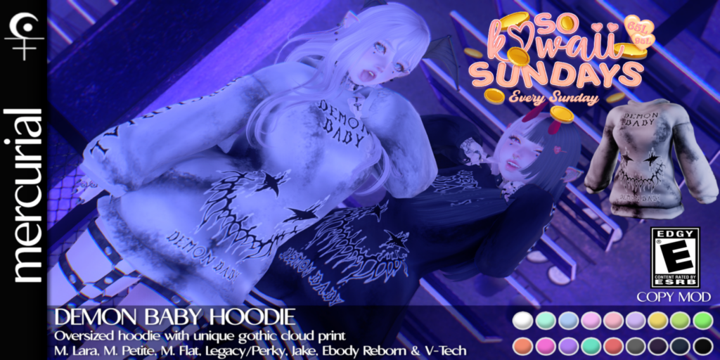Demon Baby Hoodie - Jake/Legacy F/Maitreya/Reborn/+mods	&lt;a href=&quot;http://maps.secondlife.com/secondlife/Embrace%20the%20Ocean/111/171/1096&quot; target=&quot;_blank&quot;&gt;Teleport&lt;/a&gt;