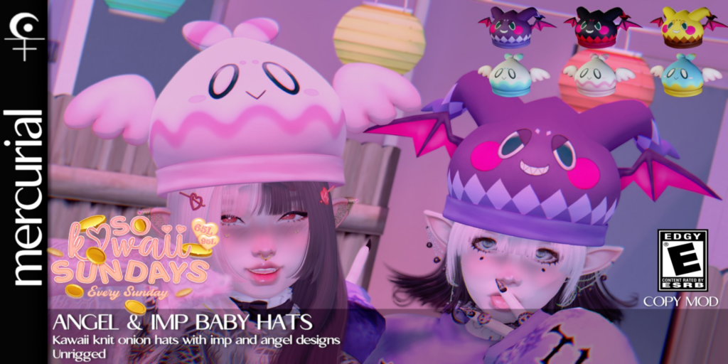 Angel &amp; Imp Baby Hats	&lt;a href=&quot;http://maps.secondlife.com/secondlife/Embrace%20the%20Ocean/111/171/1096&quot; target=&quot;_blank&quot;&gt;Teleport&lt;/a&gt;