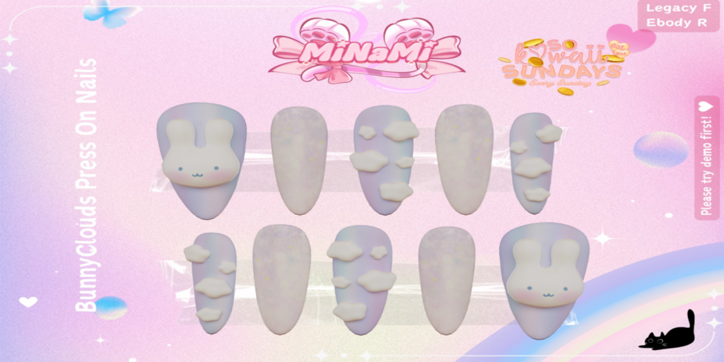 Bunny Clouds Mesh Nails - Legacy/Reborn	&lt;a href=&quot;http://maps.secondlife.com/secondlife/Notteterna/160/78/1121&quot; target=&quot;_blank&quot;&gt;Teleport&lt;/a&gt;